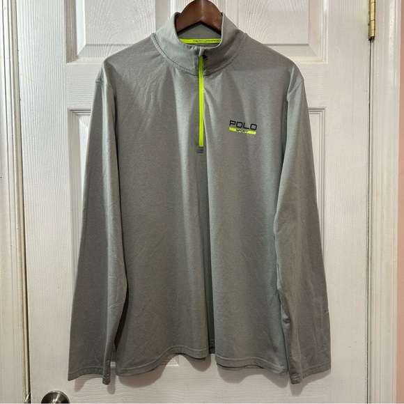 POLO Ralph Lauren Sport Performance Thermo Vent Quarter 1/4 Zip Gray Yellow XL - Picture 1 of 6